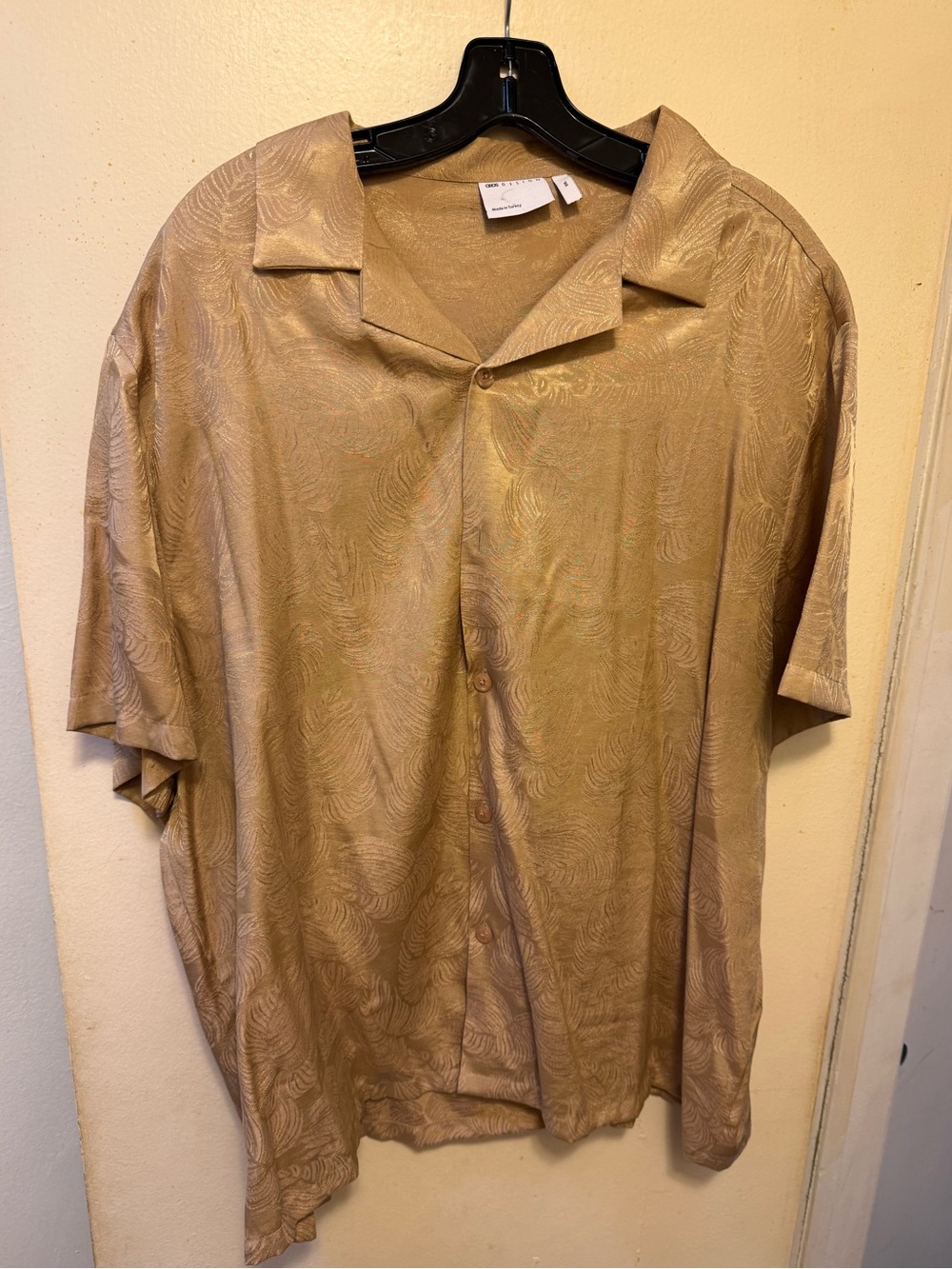 ASOS Light Gold Short Sleeve Button-Down Shirt